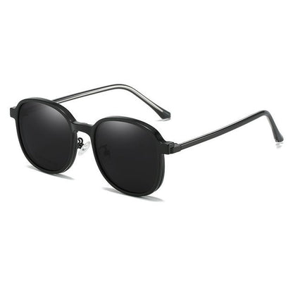 Round Glasses with Magnetic Snap On Sunglasses