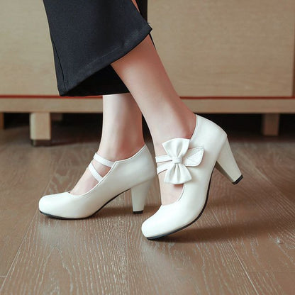 Chunky Heel Bow Mary Jane Shoes
