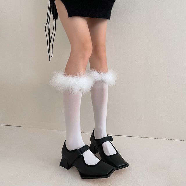 Feather Accent Tall Socks