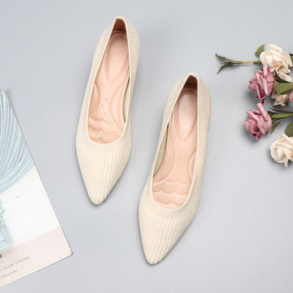 Pointy-Toe Knit Wedge Heel Pumps