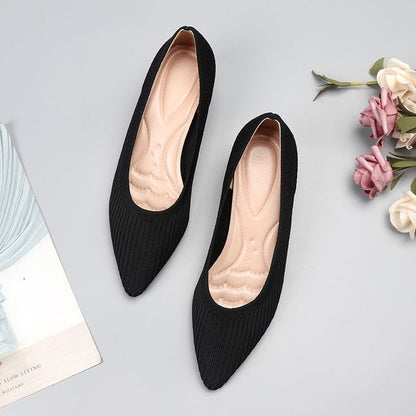 Pointy-Toe Knit Wedge Heel Pumps
