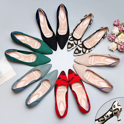 Pointy-Toe Knit Kitten Heel Pumps