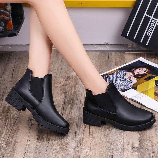 Faux Leather Ankle Boots