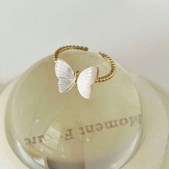 Freshwater Pearl / Butterfly / Glaze Alloy Open Ring (various designs)