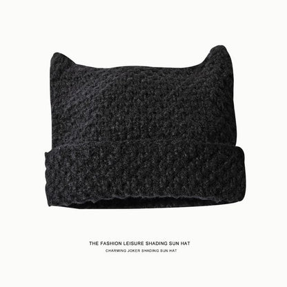 Cat Ear Striped Knit Beanie