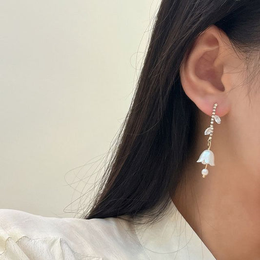 Tulip Rhinestone Alloy Dangle Earring