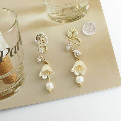 Tulip Rhinestone Alloy Dangle Earring