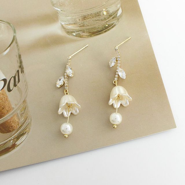 Tulip Rhinestone Alloy Dangle Earring