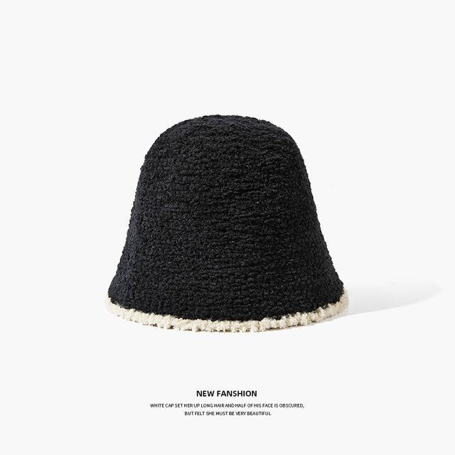 Contrast Trim Knit Bucket Hat