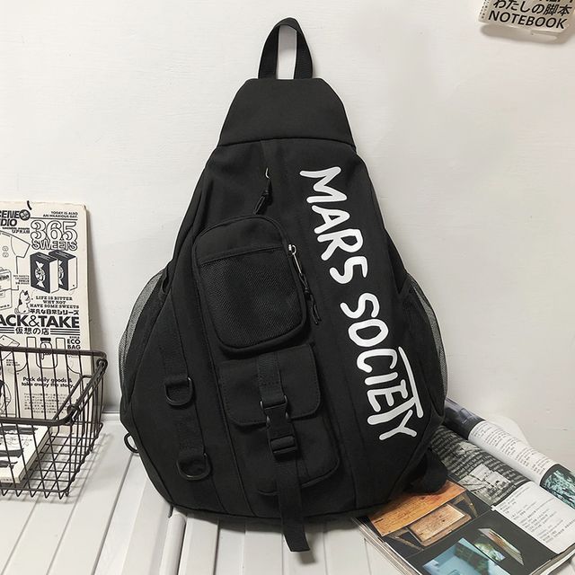 Lettering Nylon Sling Bag