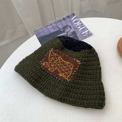 Floral Patchwork Knit Beanie