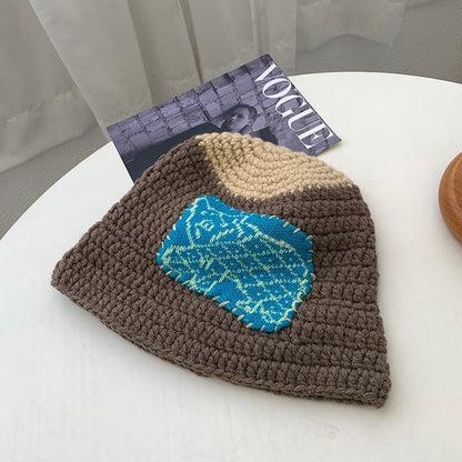 Floral Patchwork Knit Beanie