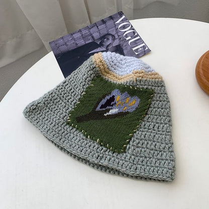 Floral Patchwork Knit Beanie