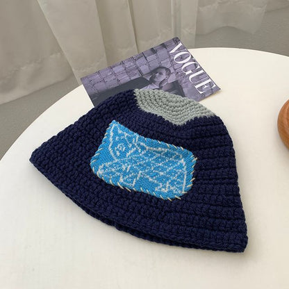Floral Patchwork Knit Beanie