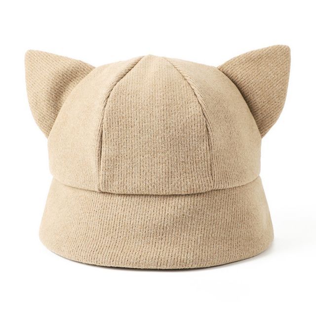 Cat Ear Knit Bucket Hat