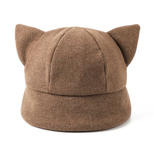 Cat Ear Knit Bucket Hat