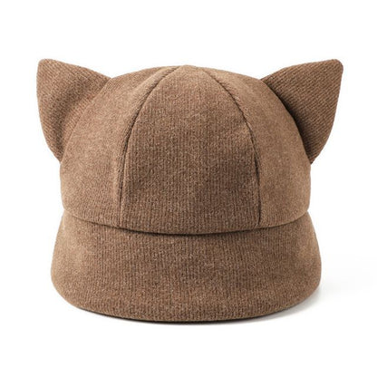 Cat Ear Knit Bucket Hat
