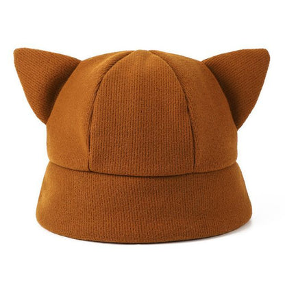 Cat Ear Knit Bucket Hat