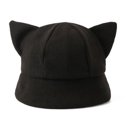 Cat Ear Knit Bucket Hat
