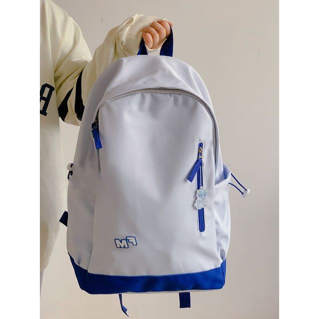 Lightweight Two-Tone Lettering Zip Backpack