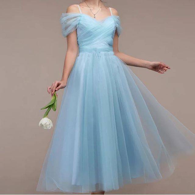 Gown Cold-Shoulder Mesh Shirred Evening A-Line