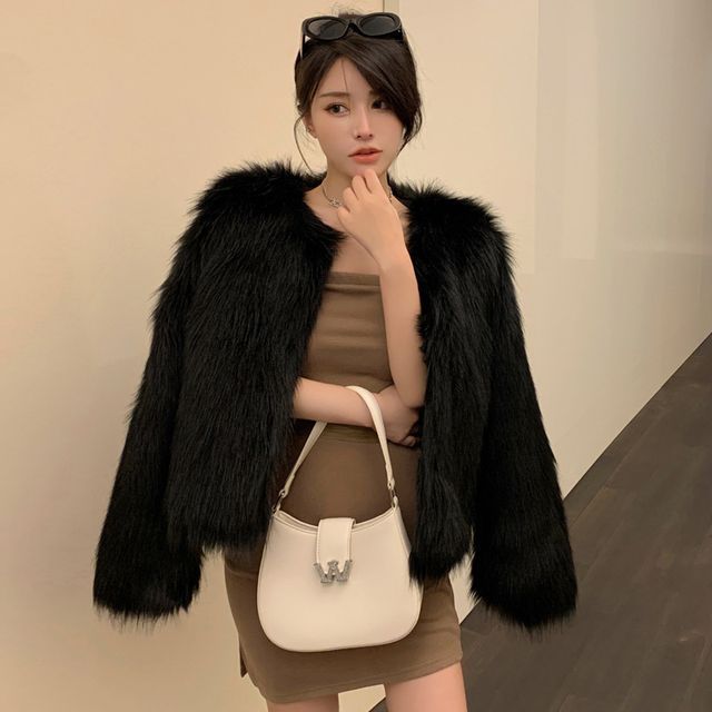 Faux Fur Open Front Jacket
