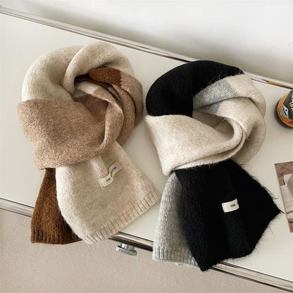 Knit Scarf Block Applique Color Lettering