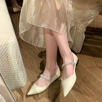 Pointed-Toe Rhinestone Flats