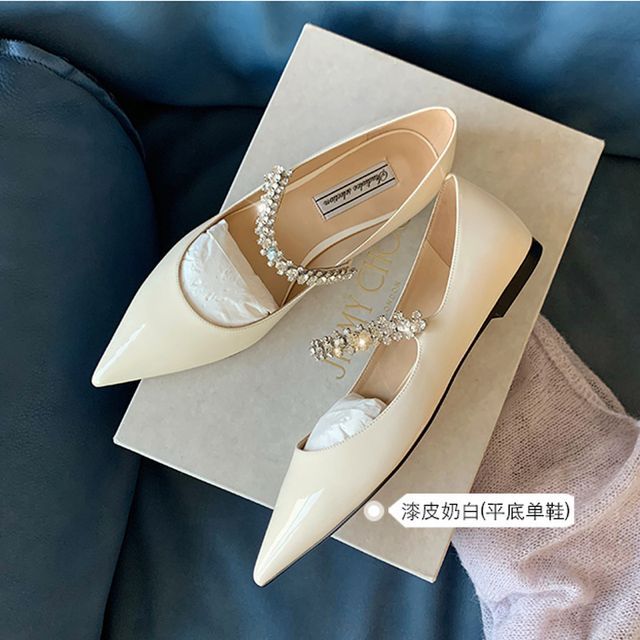 Pointed-Toe Rhinestone Flats