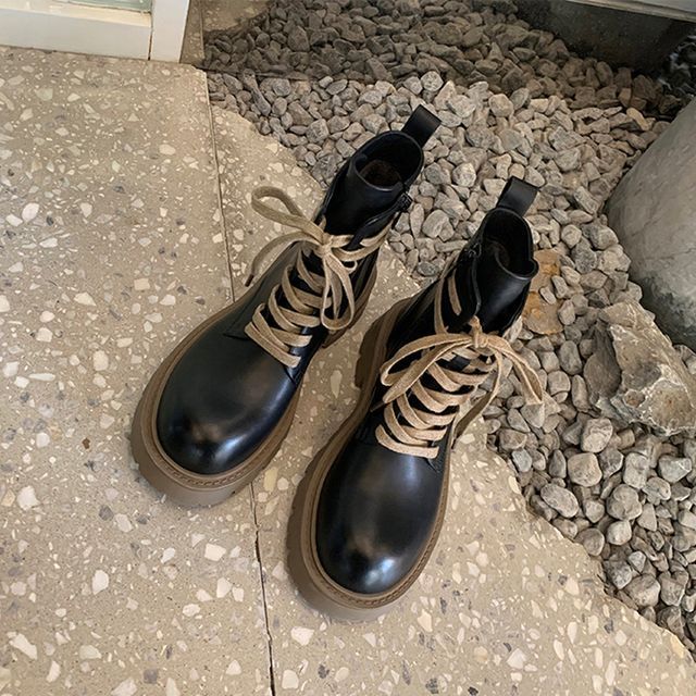 Color Block Chunky-Heel Short Boots