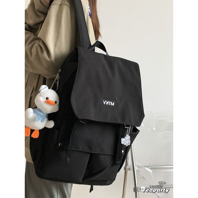 Flap Lettering Embroidered Waterproof Backpack