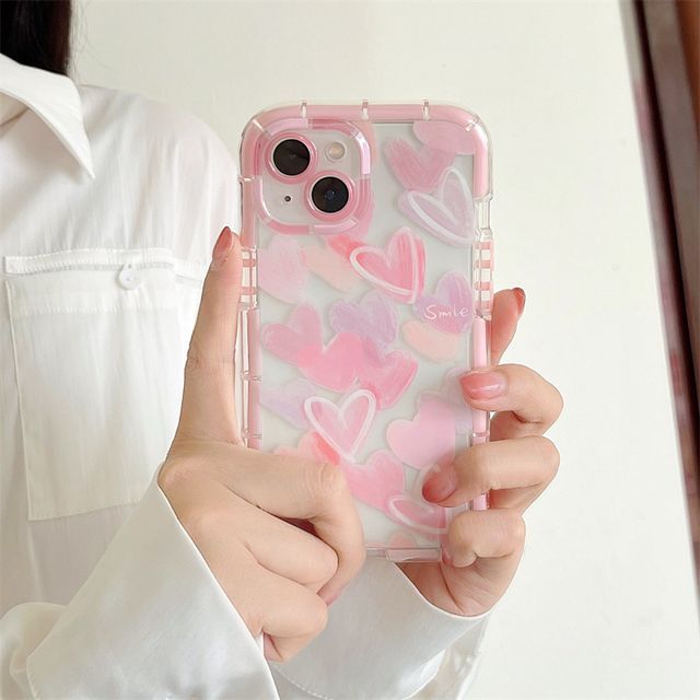 Heart Transparent Phone Case - iPhone 14 Pro Max / 14 Pro / 14 Plus / 14 / 13 Pro Max / 13 Pro / 13 / 12 Pro Max / 12 Pro / 12 / 11 Pro Max / 11 / XS Max / XS / XR / X