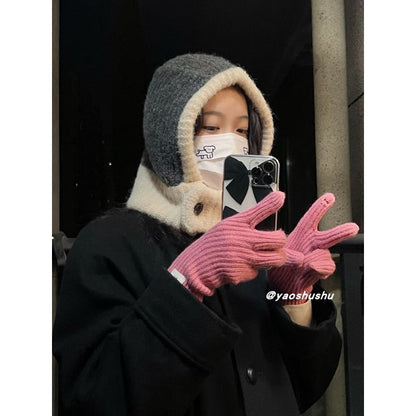 Two-Tone Knit Balaclava Hat