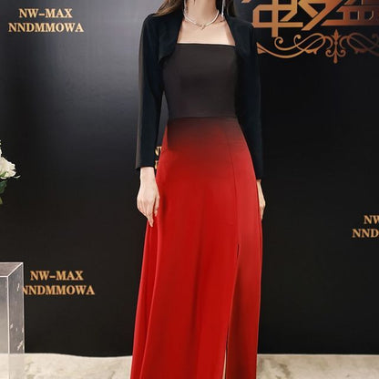 Gradient Strapless Evening Gown Sheath