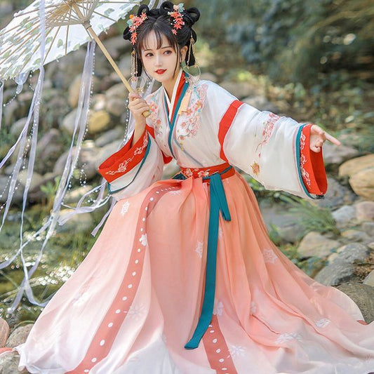 Floral Gradient Hanfu Costume Set