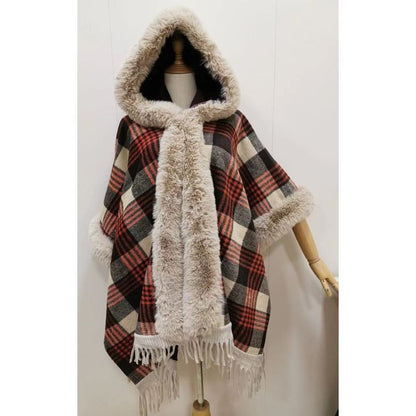 Faux Fur Trim Fringed Fleece-Lined Capelet