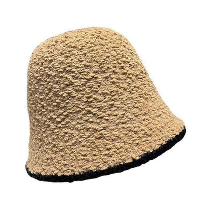 Contrast Trim Faux Shearling Bucket Hat