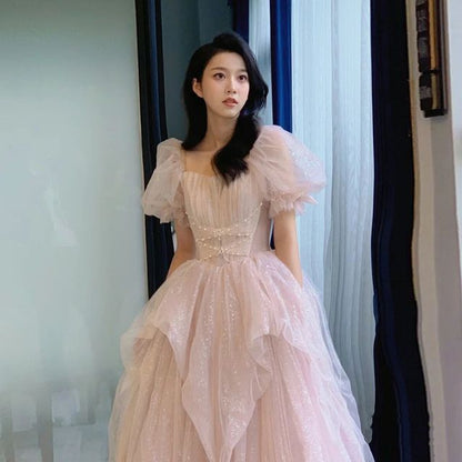 Evening Ball Gown Puff-Sleeve