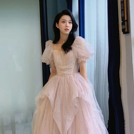 Evening Ball Gown Puff-Sleeve