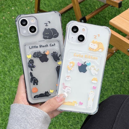 Cat Print Card Holder Phone Case
