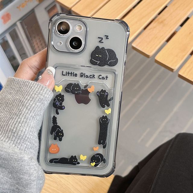 Cat Print Card Holder Phone Case