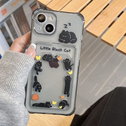 Cat Print Card Holder Phone Case