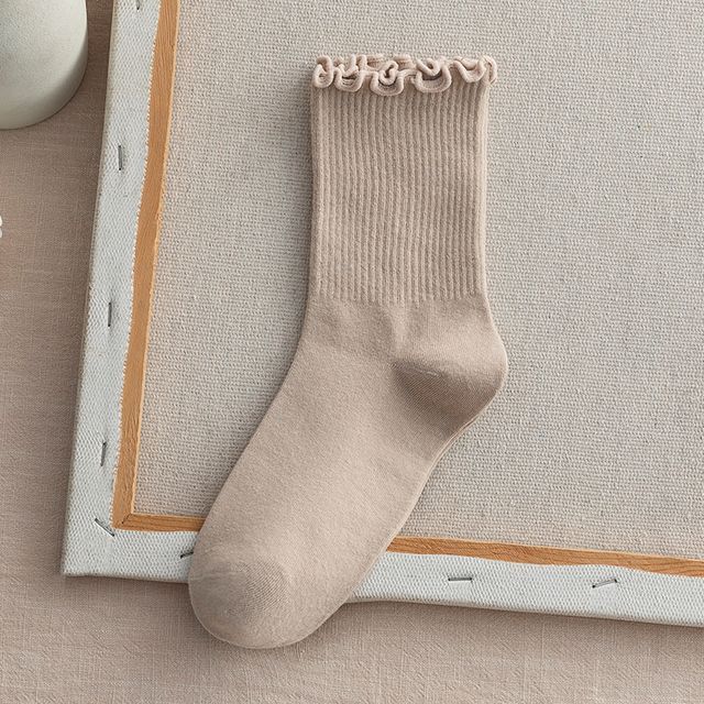 Frill Trim Plain Socks Set