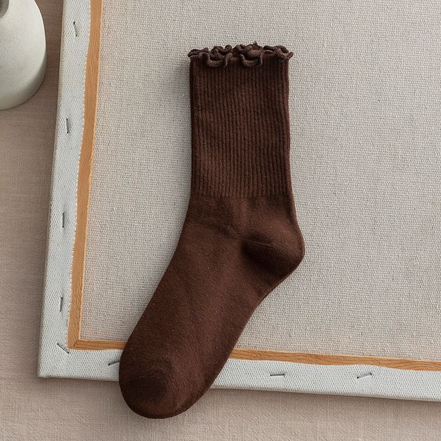 Frill Trim Plain Socks Set