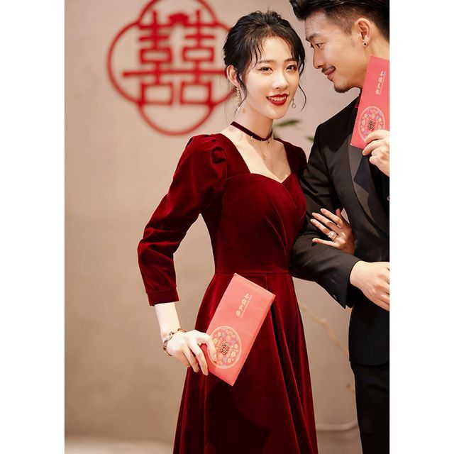 Evening A-Line / Dress Gown Cocktail Long-Sleeve