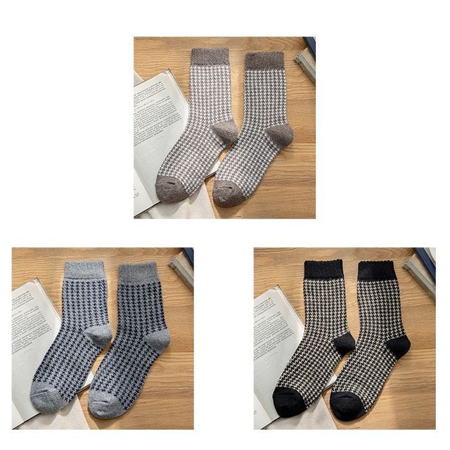 Set of 3 Pairs: Houndstooth Socks