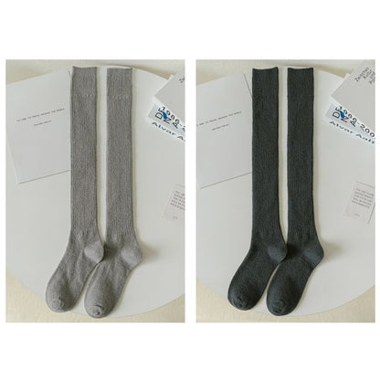 Plain Ribbed Tall Socks / Set