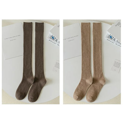 Plain Ribbed Tall Socks / Set