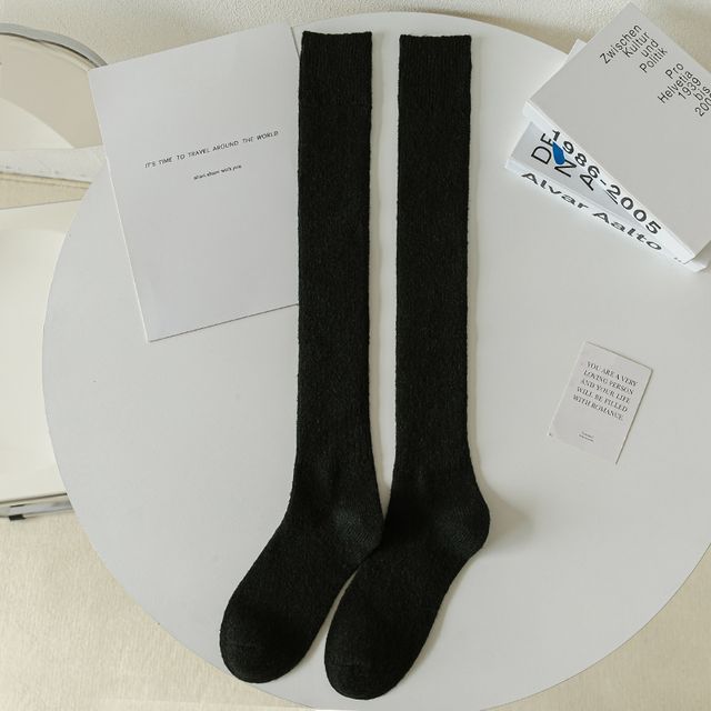 Plain Ribbed Tall Socks / Set