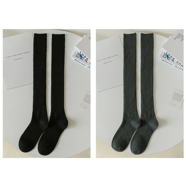 Plain Ribbed Tall Socks / Set